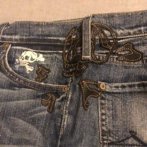 7 For All Mankind Leather Patchwork Skulls